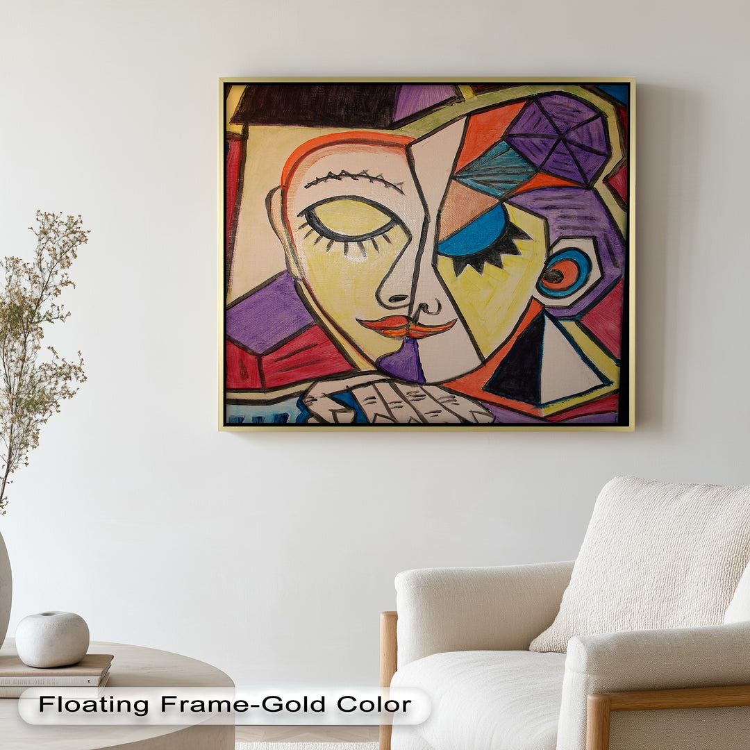 Unified Gaze – Dual Expression Abstract Picasso Oil Painting