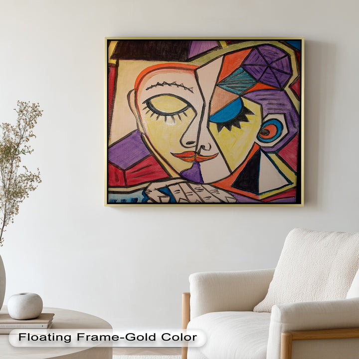 Unified Gaze – Dual Expression Abstract Picasso Oil Painting