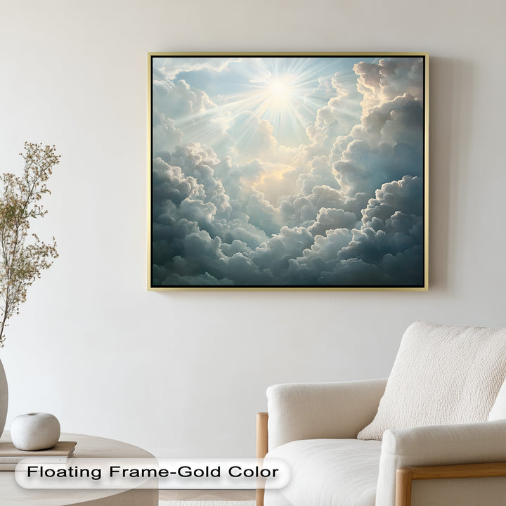 Sonne scheint durch Wolken – Ölgemälde „Strahlender Himmel“