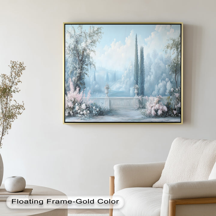 Serene Garden Terrace – Landscape Oil Painting