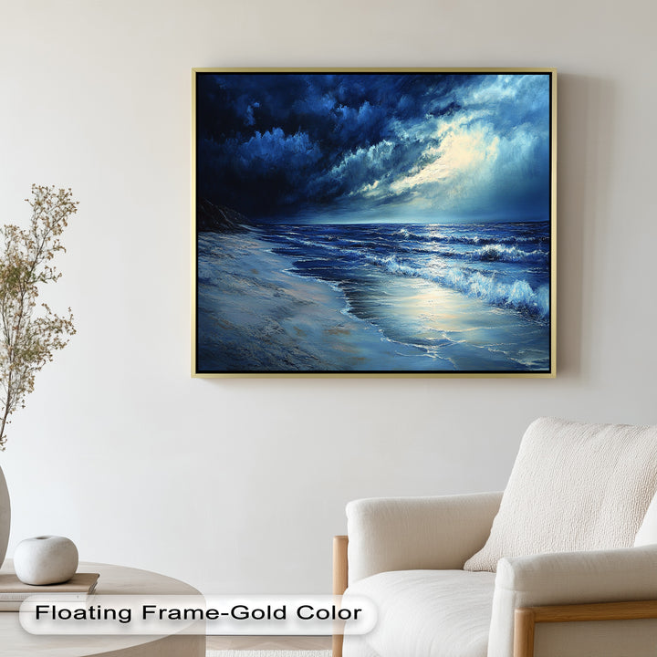 Ocean Wall Art - Stormy Night Seascape Oil Painting