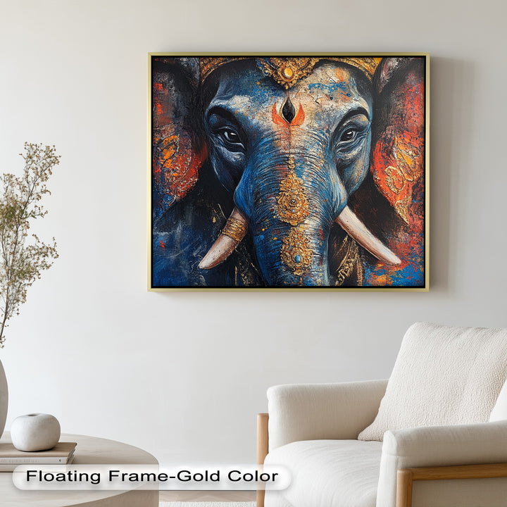 Lord Ganesha Wandkunst – Religiöses Ölgemälde