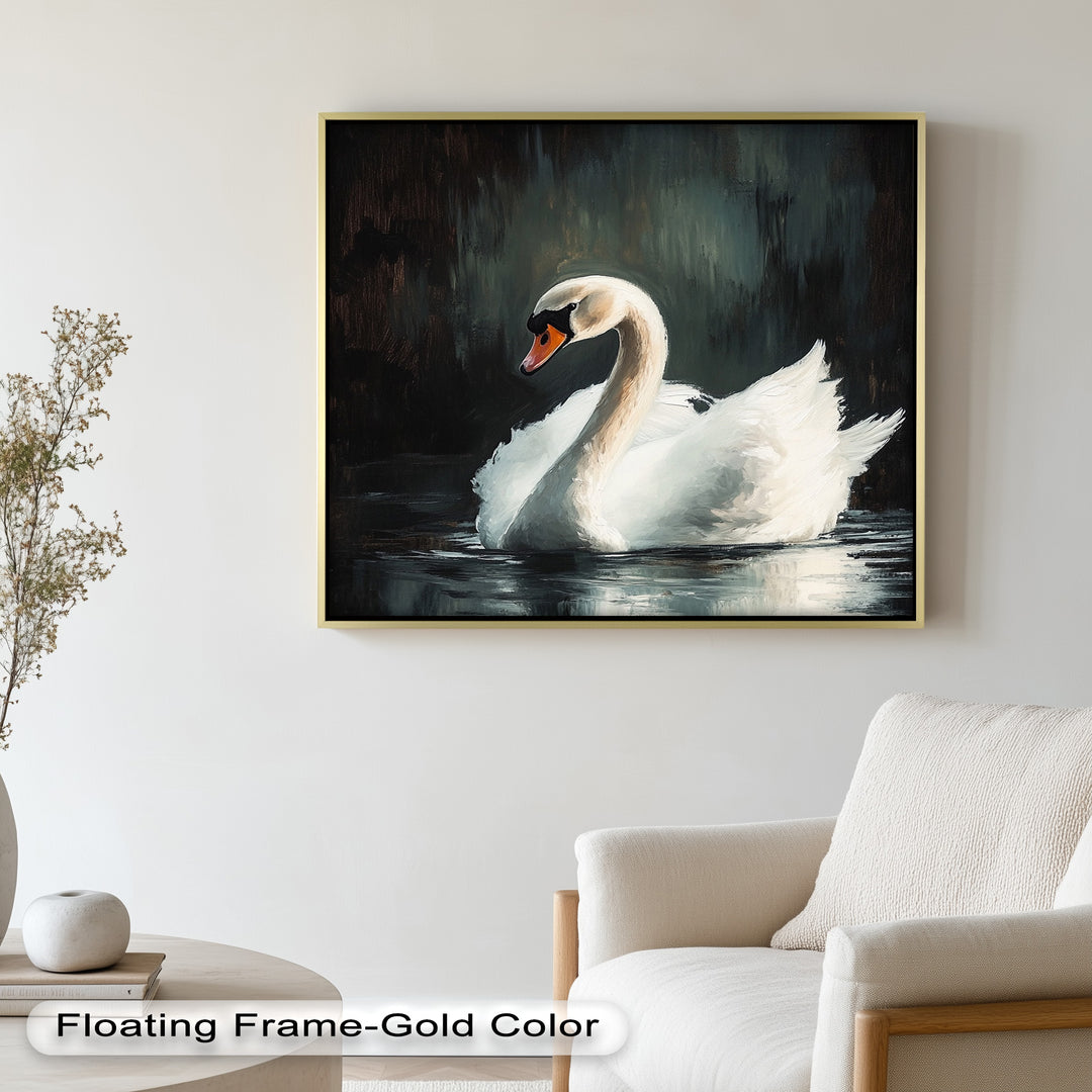 Solitary Grace – White Swan Oil Painting