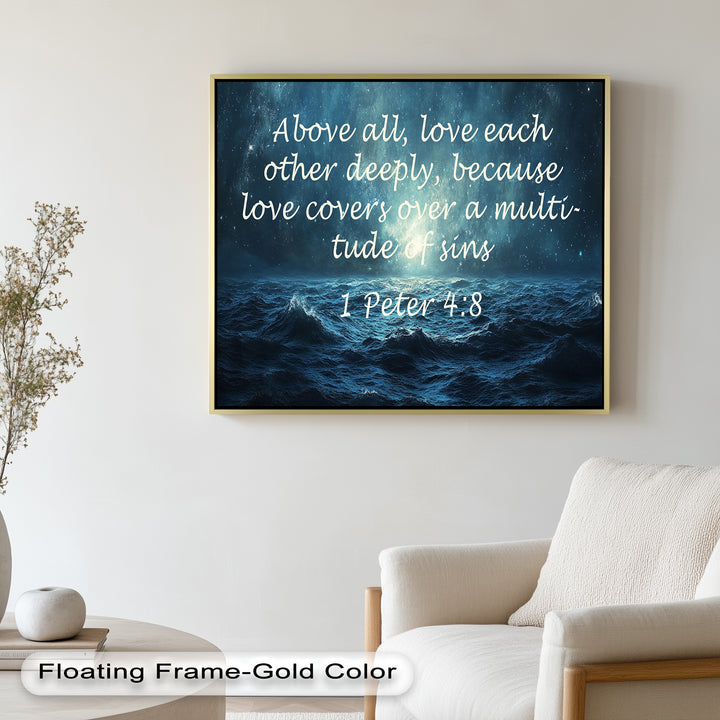 1 Peter 4:8 – Love and Forgiveness Bible Verse Oil Painting