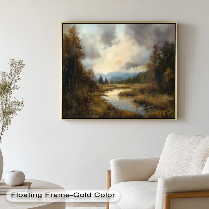 Goldene Ruhe in der Abenddämmerung – Ölgemälde aus dem Hudson River Valley