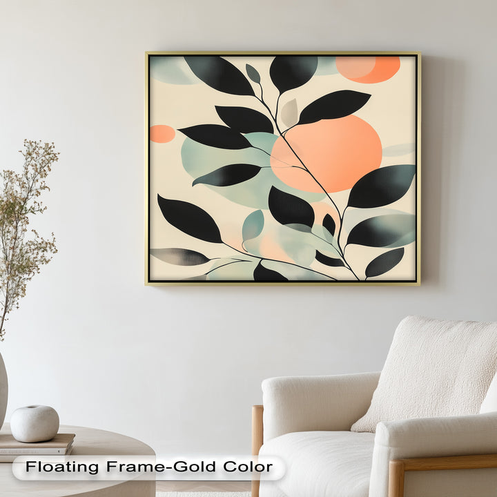 Blush Eclipse – Minimalist Botanical Silhouette Oil Painting
