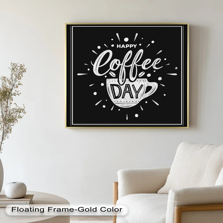 Happy Coffee Day – Fun Typography Oil Painting - MyPhotoStation