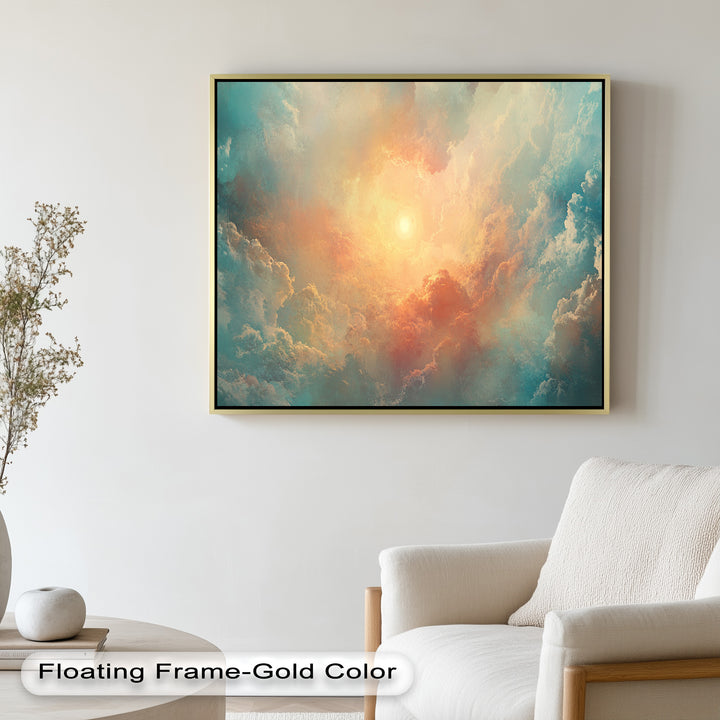 Abstract Sky and Sunlight – Framed Oil Painting