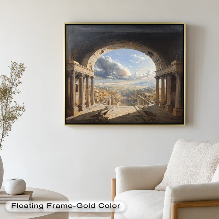 Celestial Archway over an Ancient Metropolis – Renaissance Oil Painting