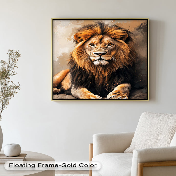 Lion Portrait in Warm Tones - Animal Oil Painting