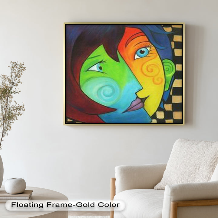 Colorful Duality – Surreal Portrait Fusion in Picasso Oil Painting
