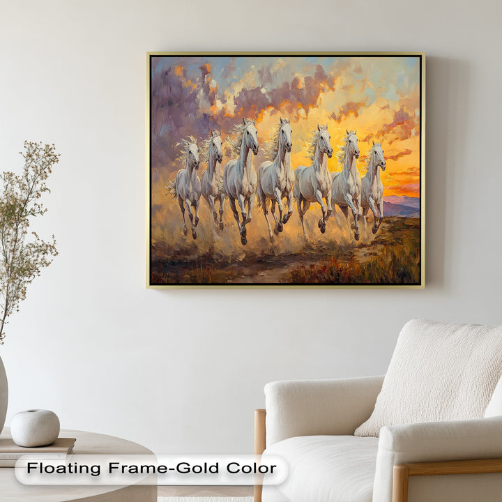 Run with the Sun – White Horses Oil Painting