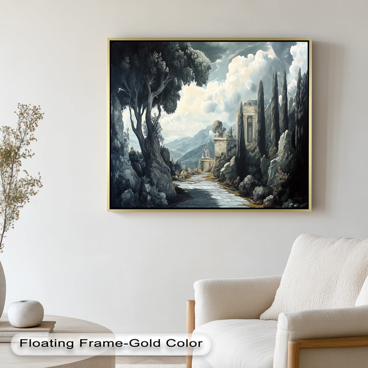 Ancient Pathway to the Temple – Dramatic Classical Landscape Oil Painting