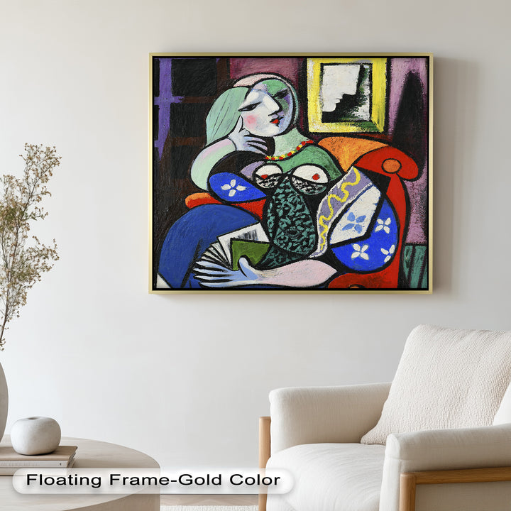 Woman with a Book – Cubist Interior Portrait Picasso Oil Painting