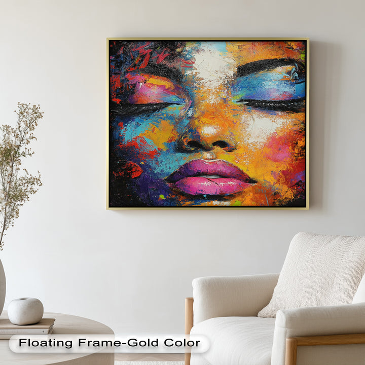 Chromatic Reverie – Bold Female Portrait in Abstract Oil Painting