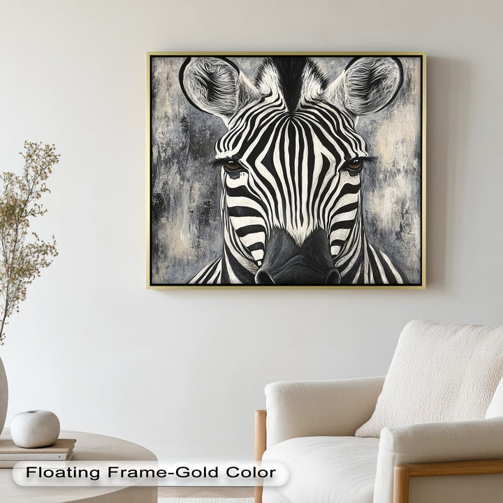 Zebra Portrait – Bold Black and White Animal Oil Painting