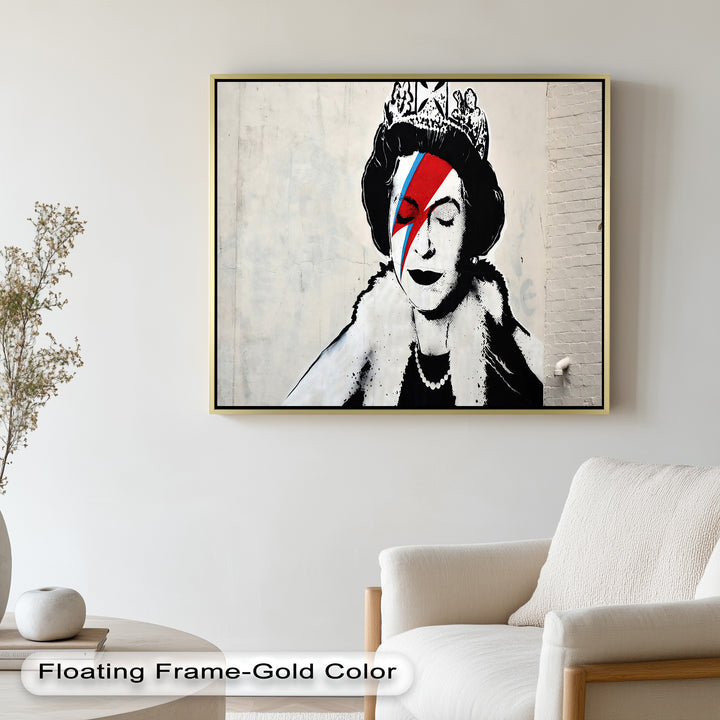 Royal Rebellion – Queen with Bowie Bolt Banksy Oil Painting