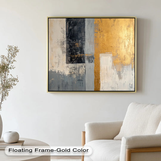 Revealing the realistic detail of the striking, gold-accented textures in these modern oil painting home decor pieces from the golden edge abstract collection.