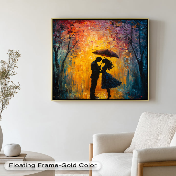 Lovers Under Autumn Glow – Romantic Couple Oil Painting