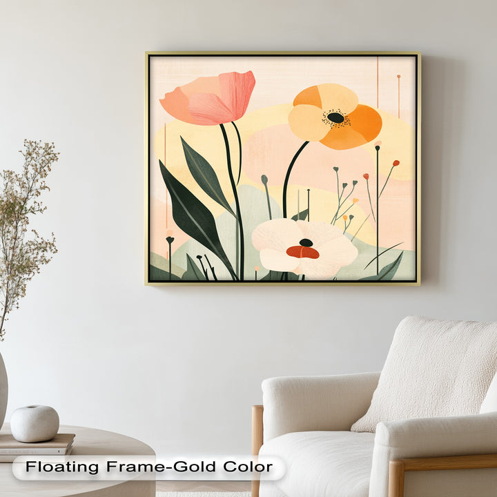 Sonnengeküsstes Trio – Minimalistisches florales Ölgemälde