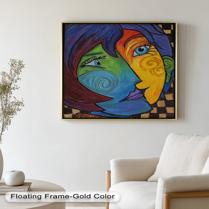 Dual Emotions – Vibrant Abstract Portrait Picasso Oil Painting