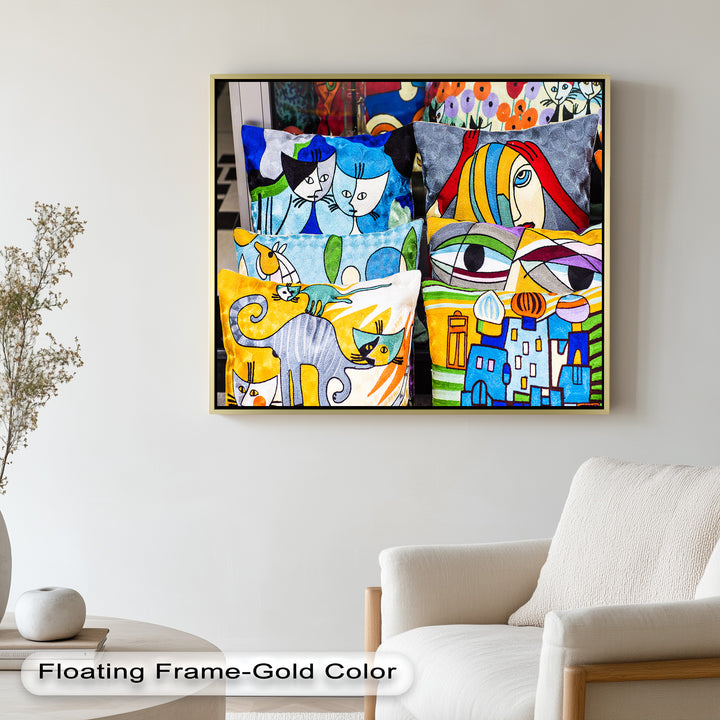 Colorful Cubist Cat & Face Pillows – Picasso Oil Painting