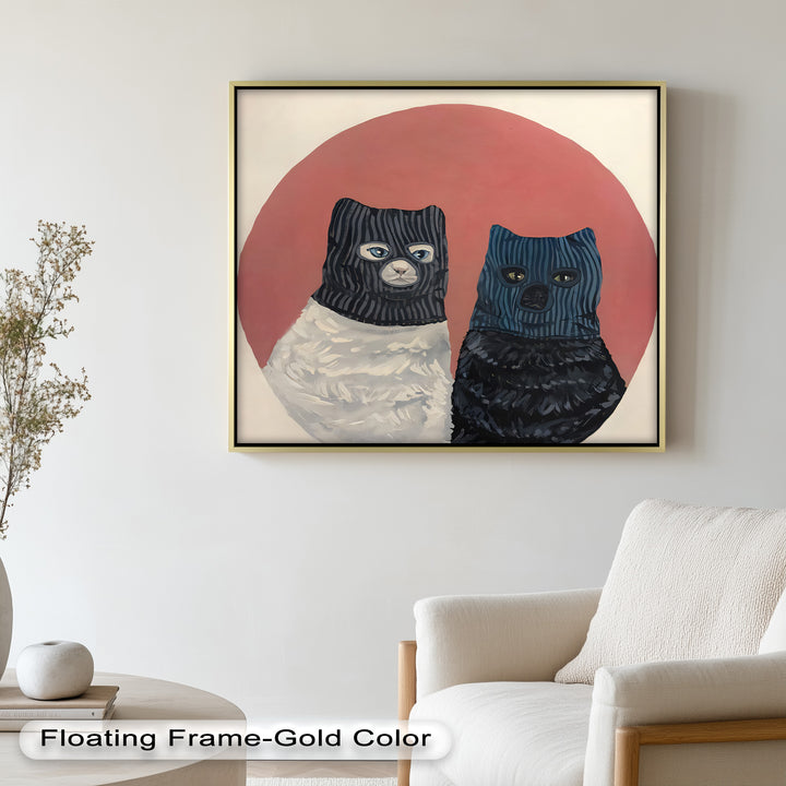 Masked Companions – Contemporary Cat Oil Painting