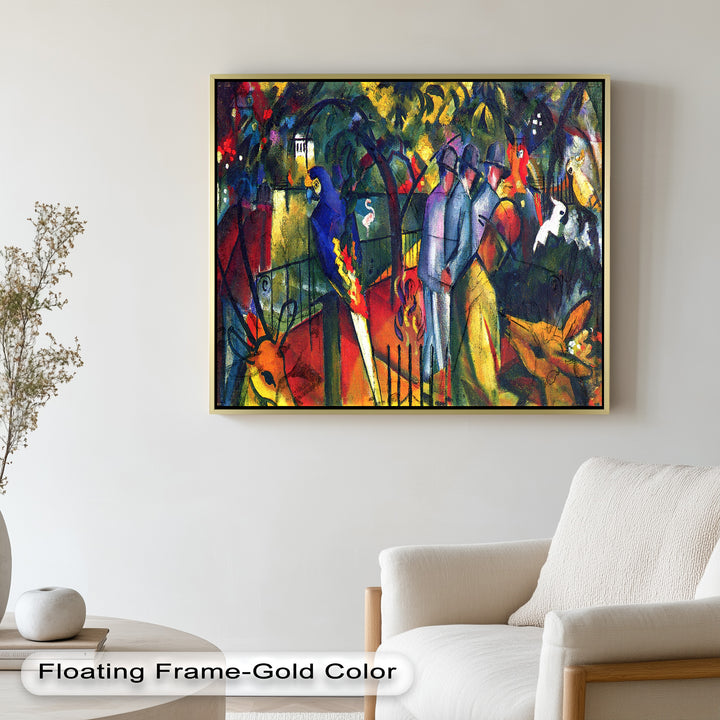 Tropical Garden with Parrots and Men – Modern Oil Painting