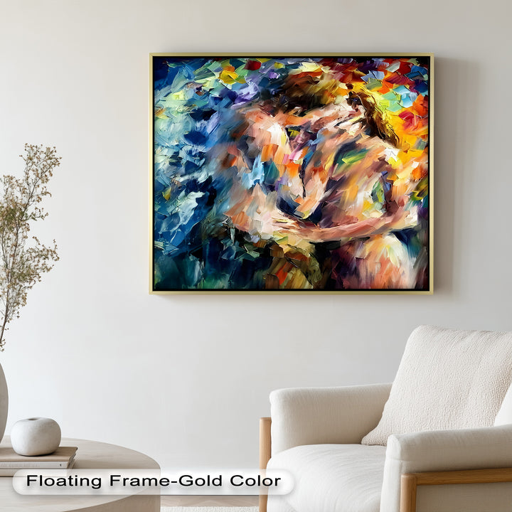 Ethereal Embrace – Abstract Lovers in a Burst of Color Oil Painting
