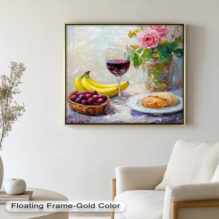 This artwork beautifully blends nourishment and nature, turning a casual meal into a timeless scene of grace and tranquility.