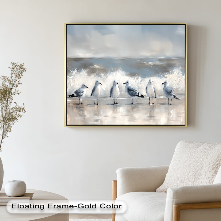Seagulls and Surf – Bird Oil Painting