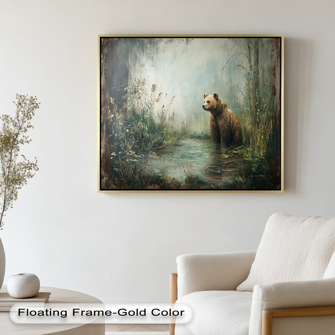 Brown Bear by the Water - Animal Oil Painting