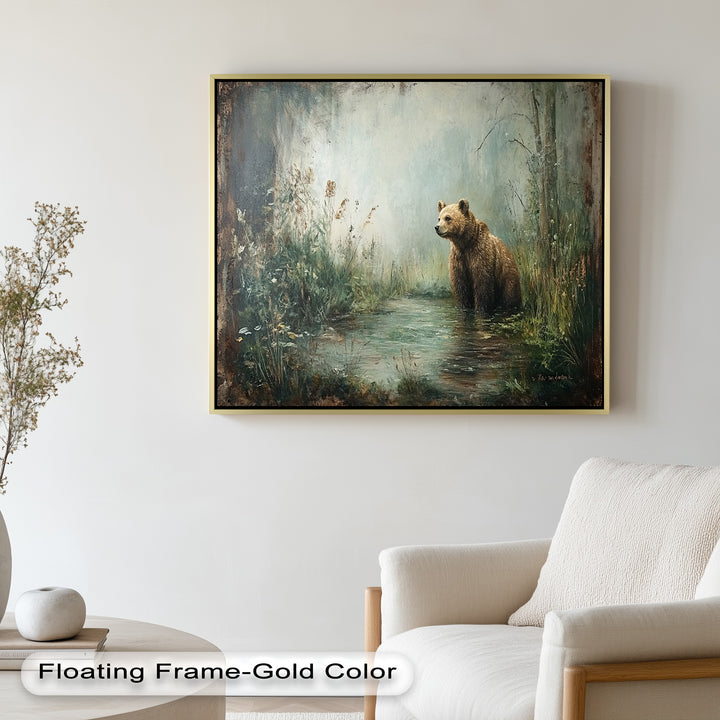 Brown Bear by the Water - Animal Oil Painting