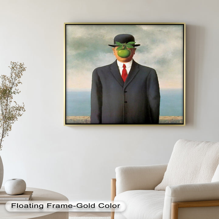 The Hidden Face – Surrealist Gentleman with Green Apple Oil Painting