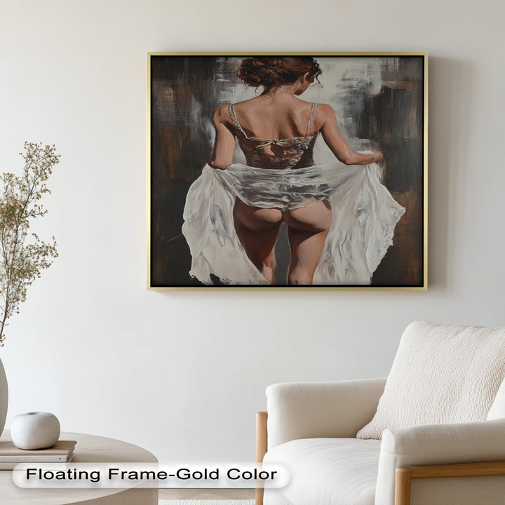 Soft Steps in Lace – Romantic Figurative Nude Oil Painting