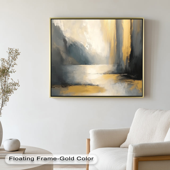 Serene Waterfall Abstract – Neutral Modern Oil Painting