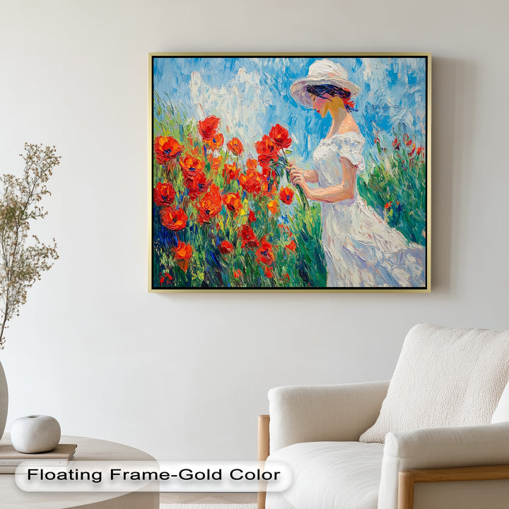 Lady Among Poppies – Impressionist Garden Stroll Oil Painting
