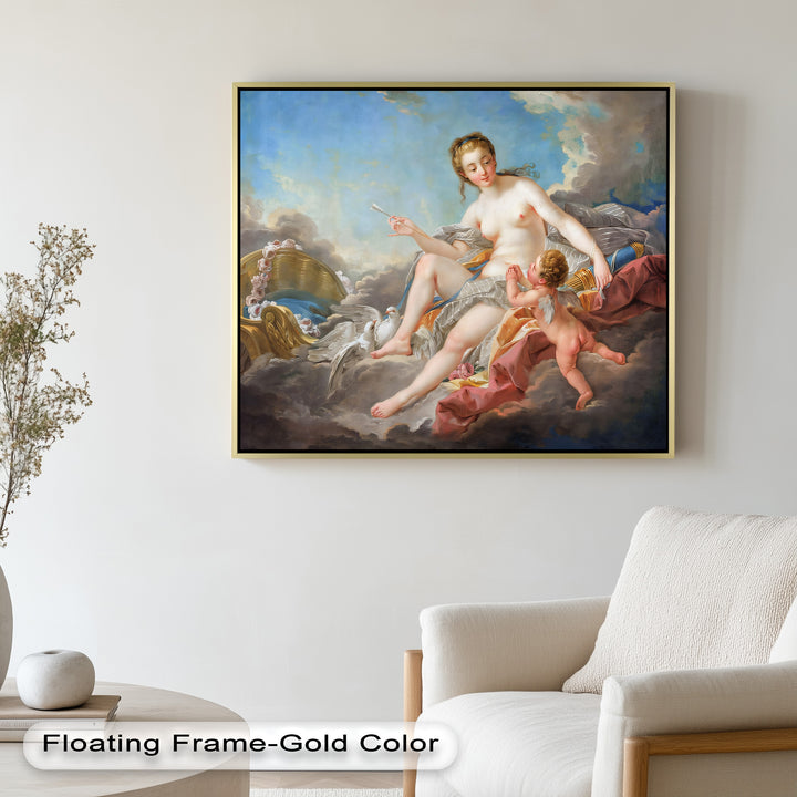 Venus und Amor in den Wolken – Rokoko-Ölgemälde