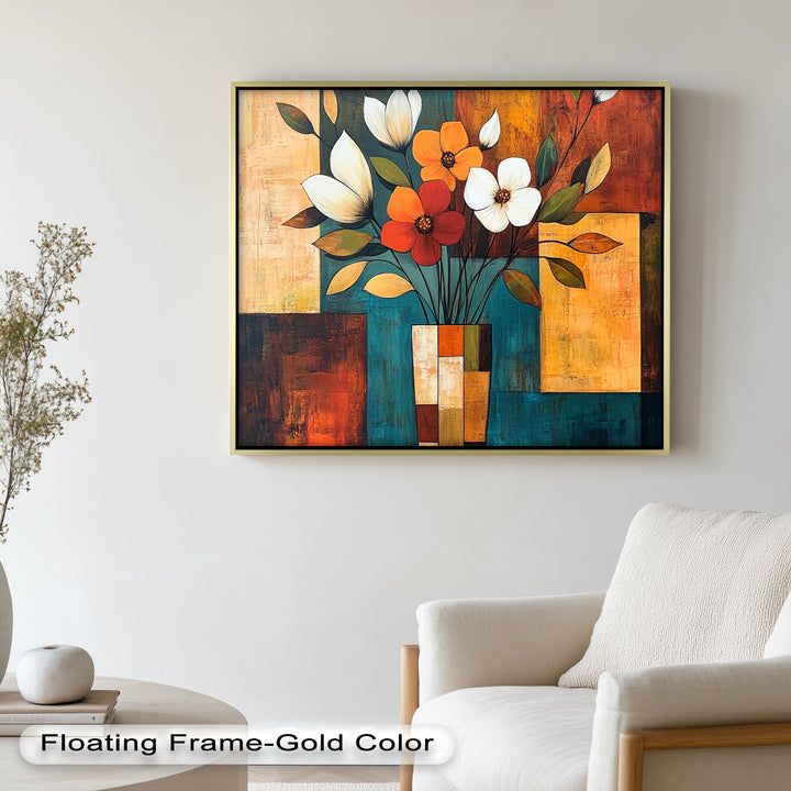 Geometric Bloom – Modern Floral Abstract Oil Painting