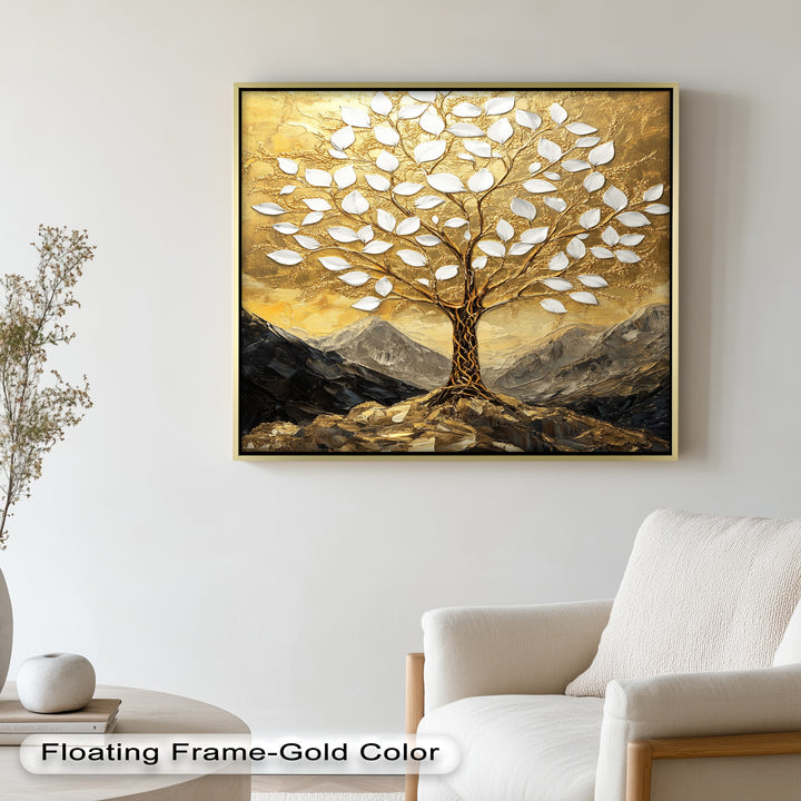 Golden Genesis – Abstraktes Ölgemälde „Baum des Lebens“