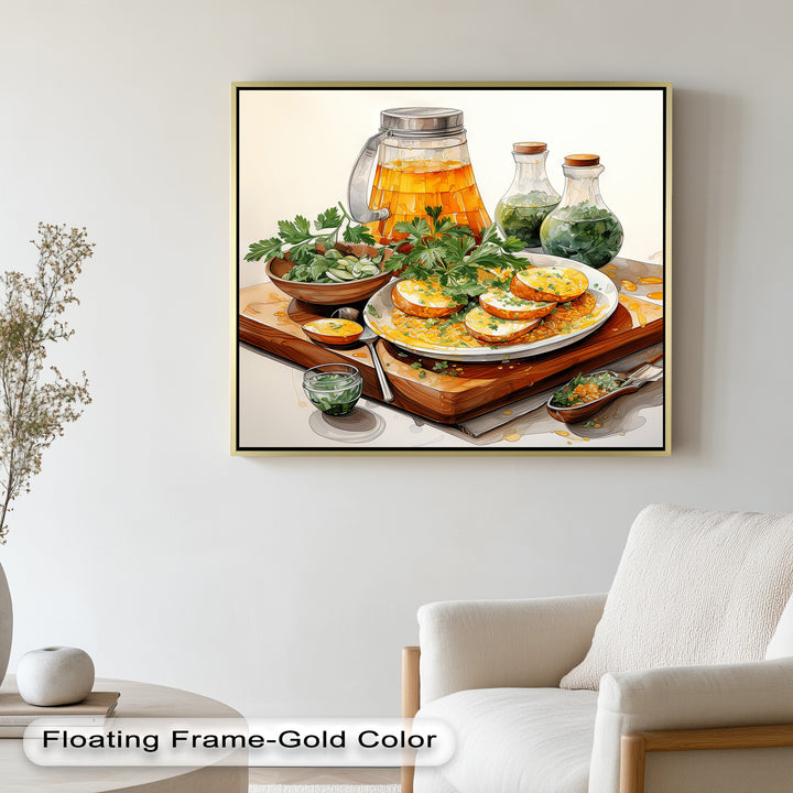 Golden Herb Delight – Rustic Food Still Life Painting