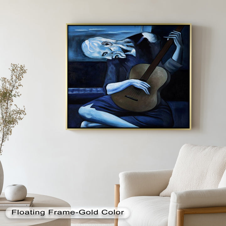 Melancholy Strings – Blue Period-Inspired Guitarist Oil Painting