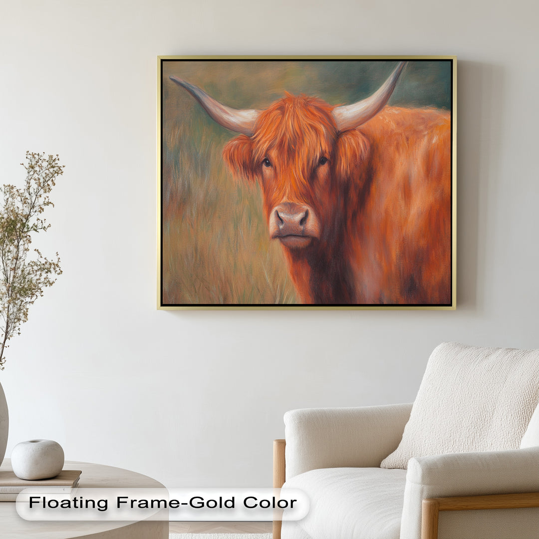 Highland Cow Oil Painting – Warm Animal Wall Art