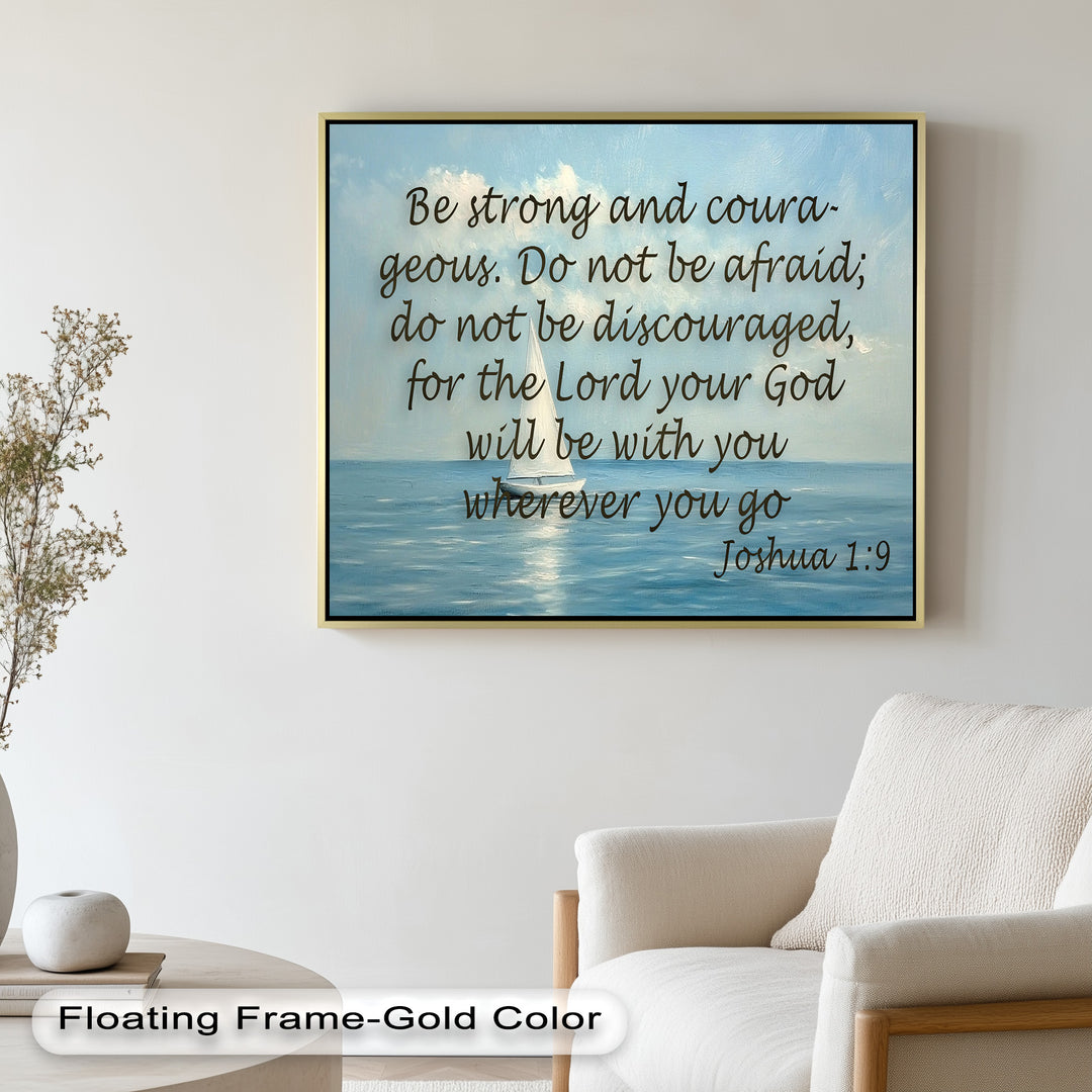 Joshua 1:9 – Courage and Strength Bible Verse Oil Painting