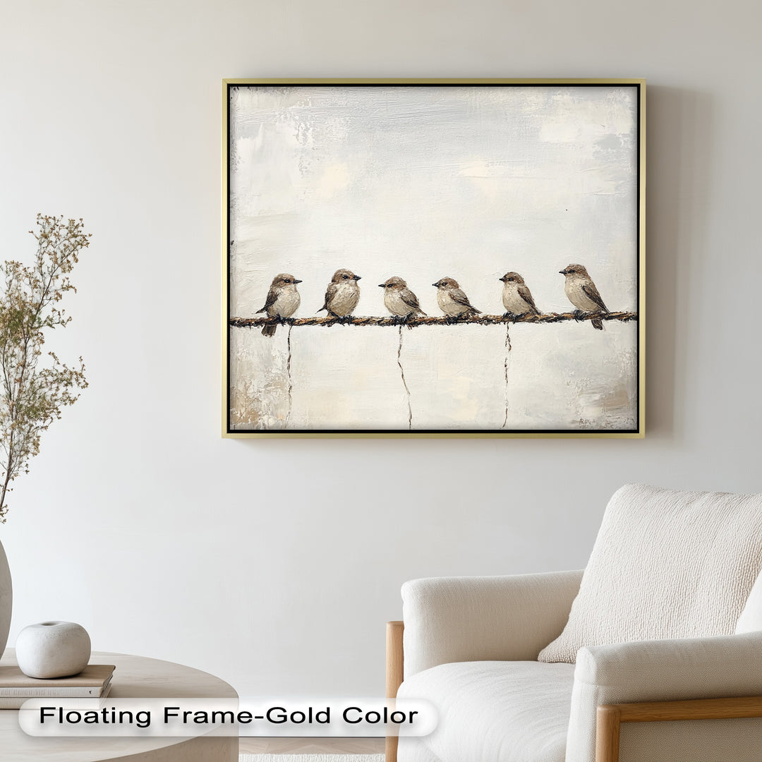 Six Birds in Stillness – Animal Oil Painting