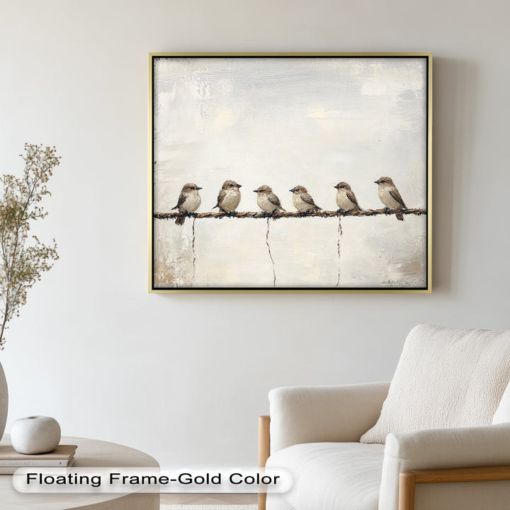 Six Birds in Stillness – Animal Oil Painting