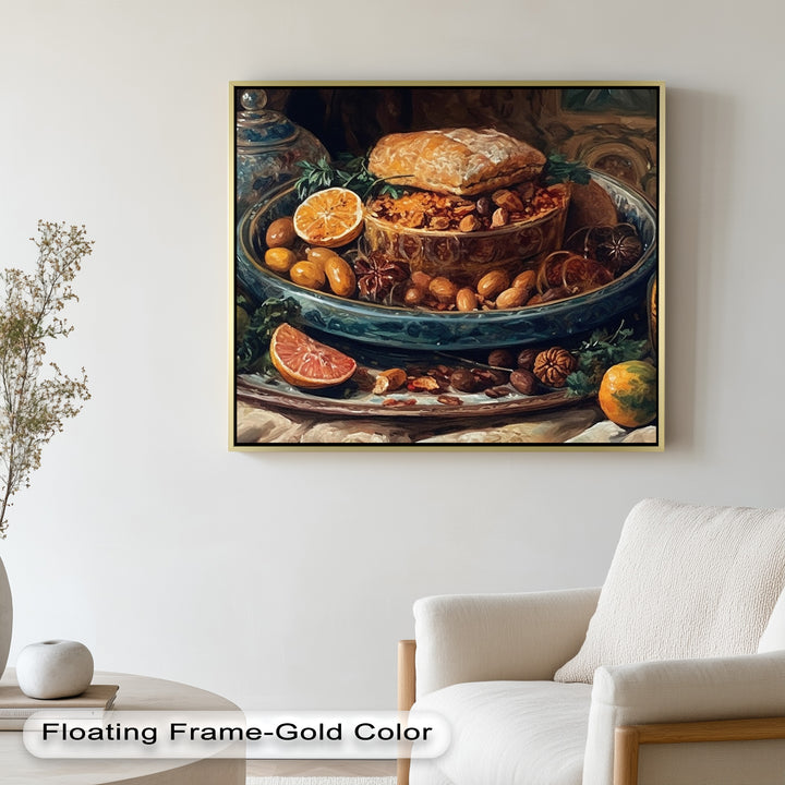 Golden Harvest Table – Ornamentales Festmahl Stillleben Essen Malerei