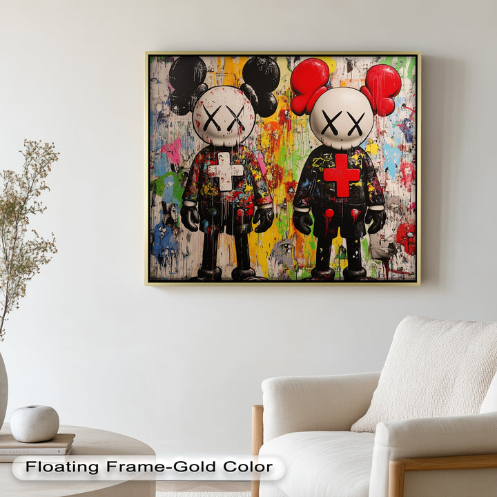 Dual Manifest – Abstraktes Duo KAWS Ölgemälde