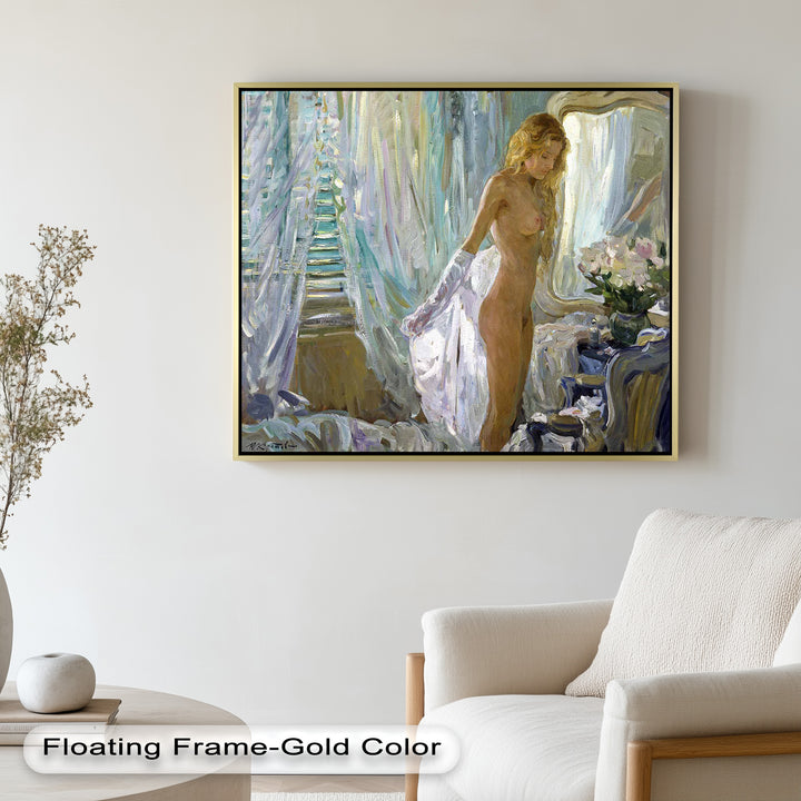 Whispers of Morning Light – Romantic Nude Interior Oil Painting