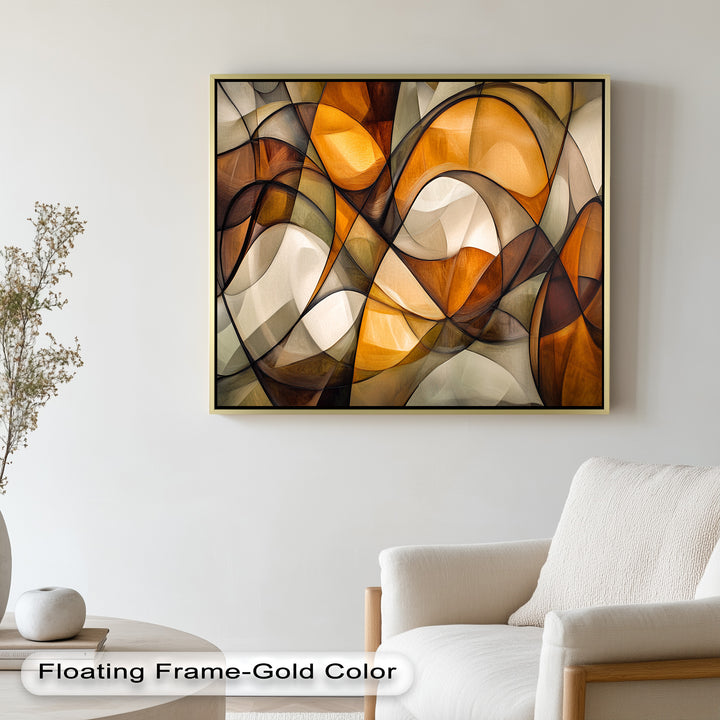 Golden Flow – Geometrisches Ölgemälde